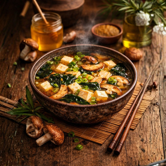 Honig-Miso-Suppe mit Tofu und Shiitake – Einfaches Soulfood für kalte Tage